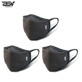 Anti-Dust & Pollen Face Mask – Soft, Washable & Reusable, Breathable Cloth for Adults & Teens, Ideal for Home, School, Office & Outdoors – Black (3-Pack) by BSV