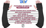 BSV Kevlar Arm Protection Mechanic Sleeves- Heat, Scratch & Cut Resistant Arm Safety Sleeves with Finger Opening - Bite Proof- 18 Inches, Black-1 Pair