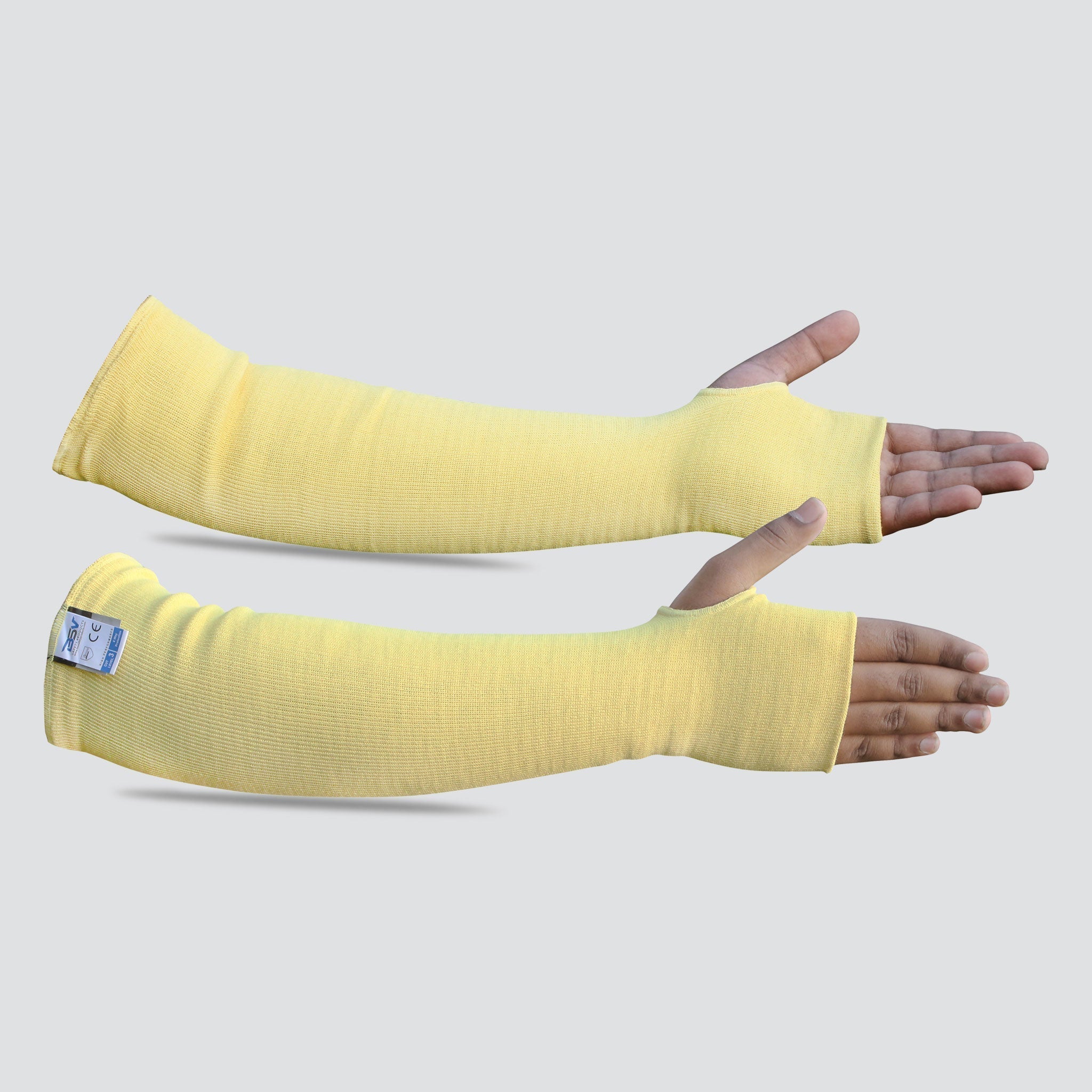 BSV Cut, Scratch, Heat & Knife Resistant Kevlar Arm Sleeves with Thumb Hole - 18 inches - Yellow - 1 Pair