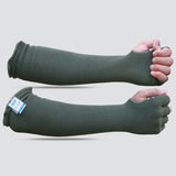 BSV Kevlar Arm Protection Mechanic Sleeves- Heat, Scratch & Cut Resistant Arm Sleeve with Finger Opening - Bite Proof- 18 Inches, Sage Green, 1 Pair