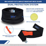 BSV Hockey Cut & Impact Resistant Neck Guard | ANSI A4 Kevlar® Composite Lining | Youth & Adult Hockey Protection
