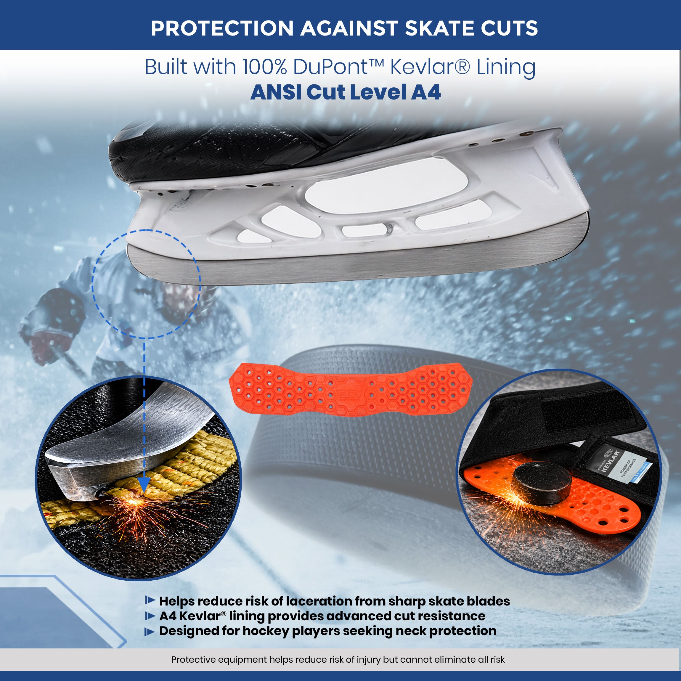 BSV Hockey Cut & Impact Resistant Neck Guard | ANSI A4 Kevlar® Composite Lining | Youth & Adult Hockey Protection