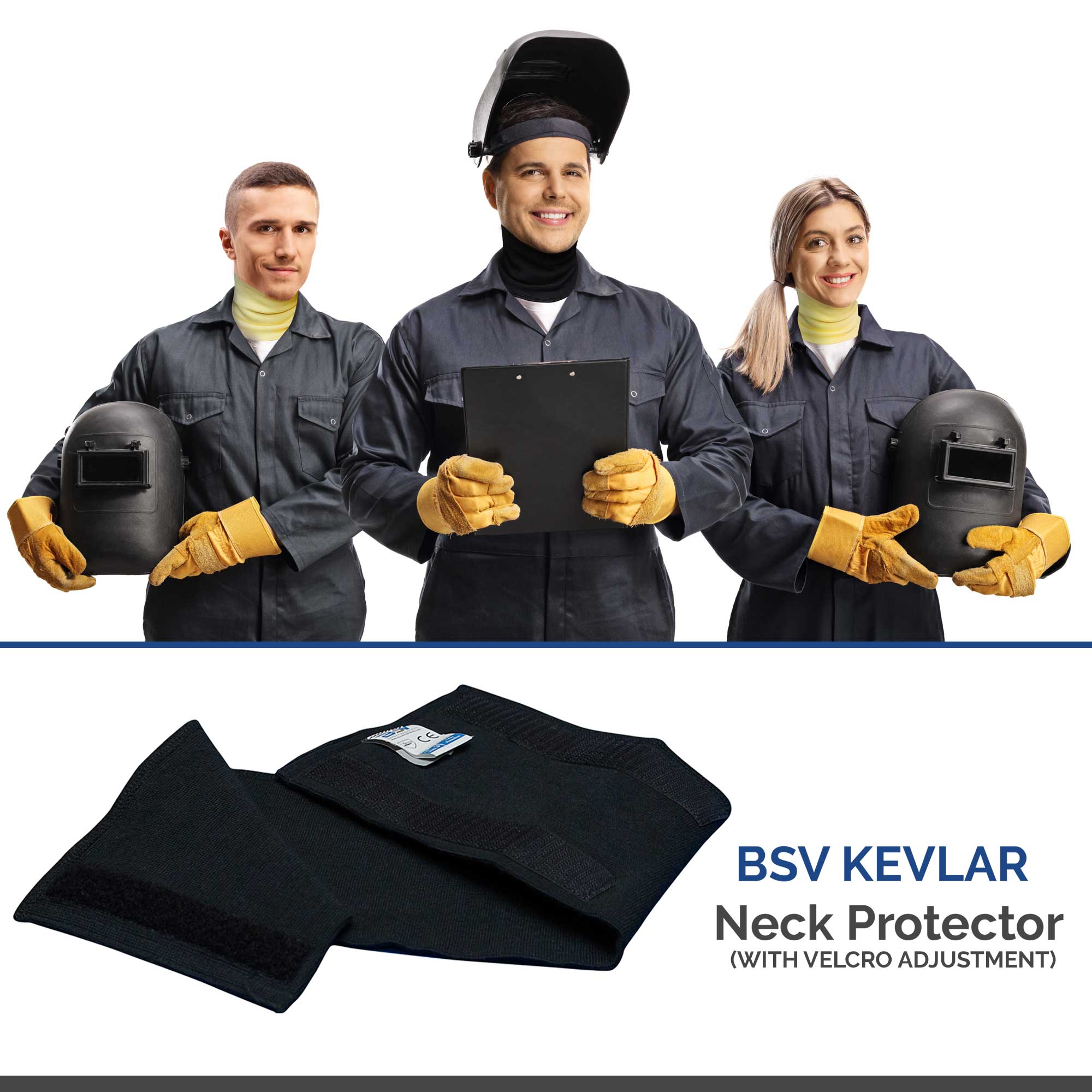 BSV Kevlar 2 Layers Adjustable Neck Protector - Cut, Scratch & Heat Resistant