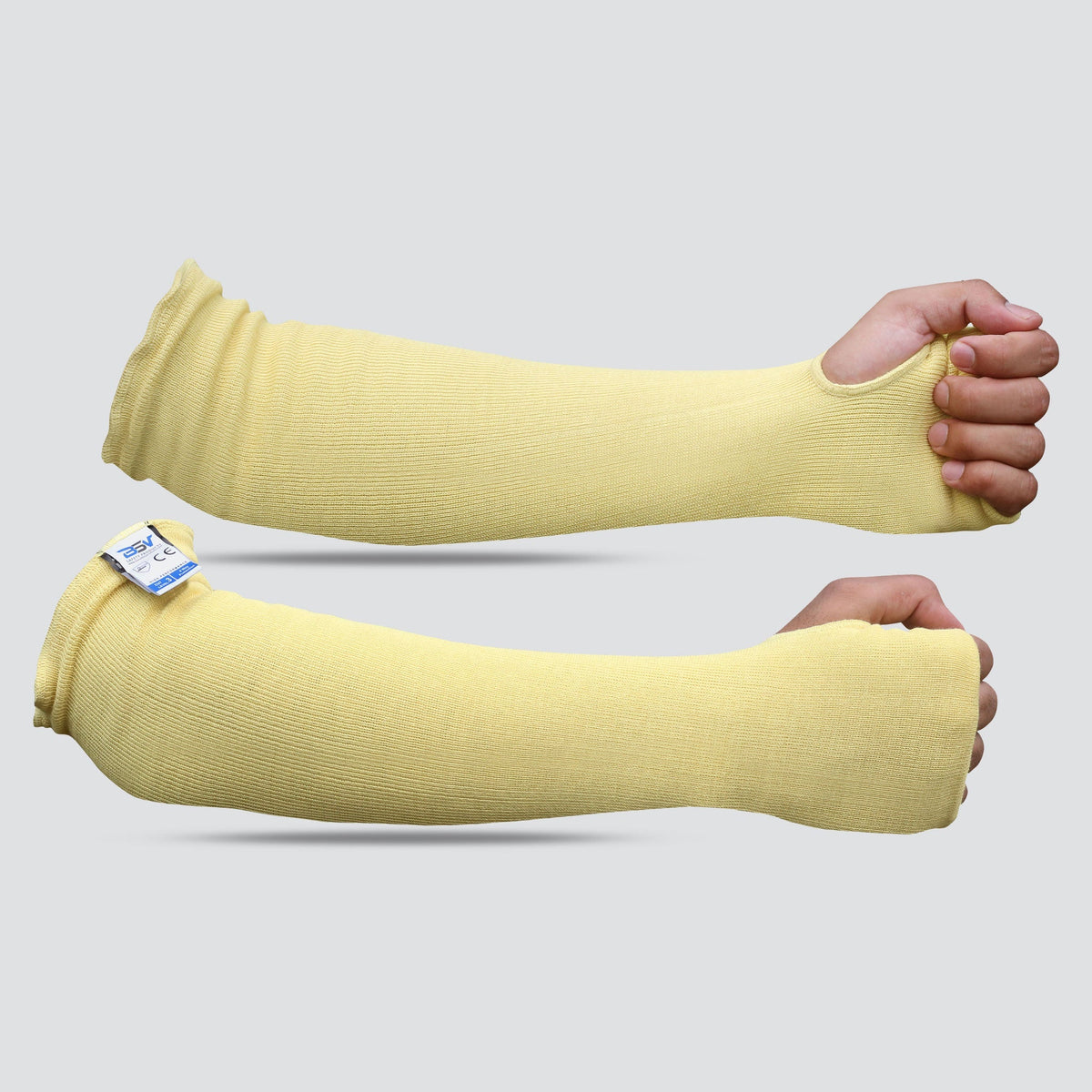 BSV Cut, Scratch, Heat & Knife Resistant Kevlar Arm Sleeves with Thumb Hole - 18 inches - Yellow - 1 Pair